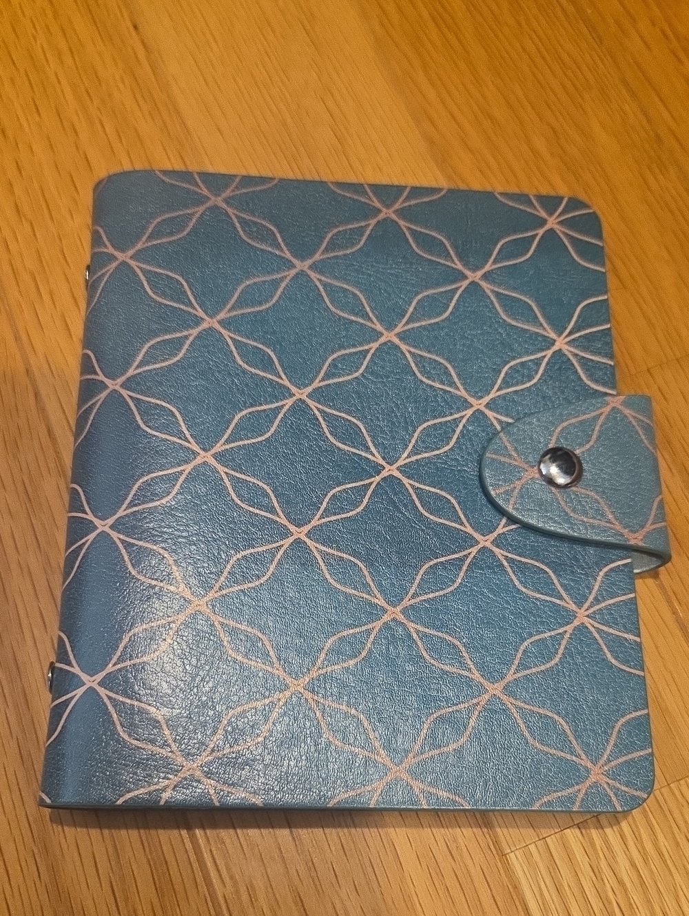 Teal Patterned Faux Leather Snap Photo Notebook